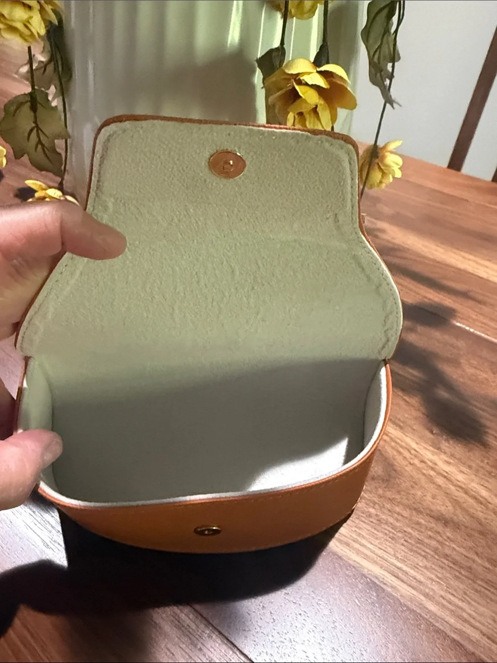 Tory Burch Orange Saffiano Sunglasses Case with Logo Plaque